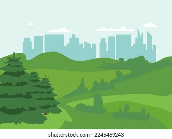 Beautiful scene of nature with sun rising over mountrain in the morning, lanscape vector illustration