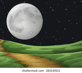 Beautiful scene at night of the fullmoon