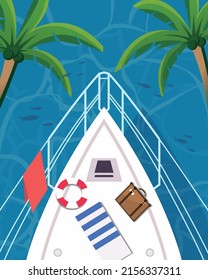 beautiful scenery with boat illustration