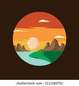 Hermoso paisaje con forma circular para uso comercial.