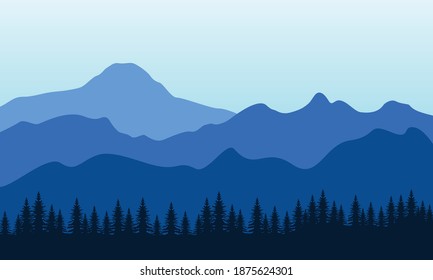 Beautiful scenery mountains on morning bright. City vector