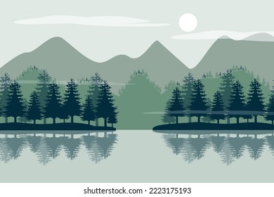 schöne Landschaft mit Bergen und Kiefern