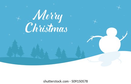 Beautiful scenery snowman silhouettes christmas