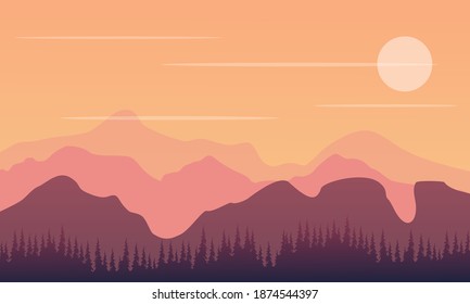 Beautiful scenery spruce and mountains in the afternoon. City vector