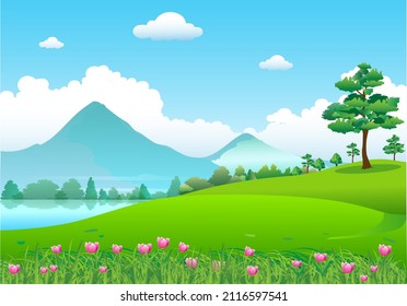 Beautiful Scenery Vector Illustration Used Make Stock Vector (Royalty ...