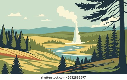 beautiful scenery in yellowstone national park usa