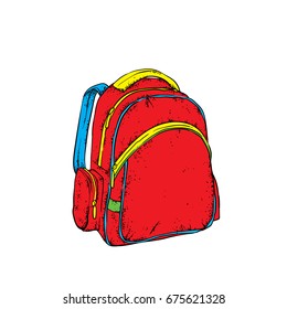 A beautiful school backpack. Vector illustration. School or university, education.