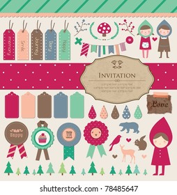 Hermosa colección de libros de caracter para fiestas, foto, diversión, diseño de chicas. Ilustración vectorial