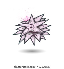 Beautiful scratchy flower isolated on white background. Abstract element.