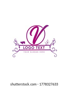 A beautiful script and split monogram letter type V logo template, Vector logo for business and company identity 