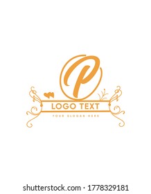 A beautiful script and split monogram letter type P logo template, Vector logo for business and company identity 