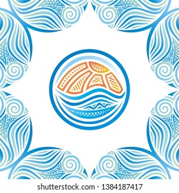 Beautiful sea background with sun. Vector illustration