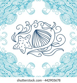 Beautiful sea background. Vector illustration.