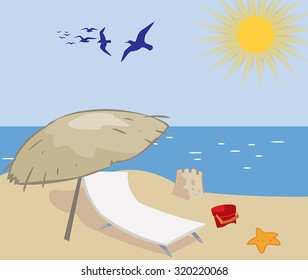 Beautiful sea beach with beach umbrella