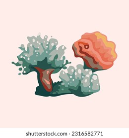 beautiful sea coral detail illustration