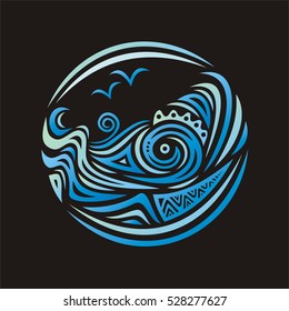 Beautiful sea decorative element. Vector illustration.