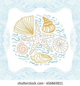 Beautiful sea decorative element. Vector illustration.