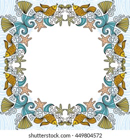 Beautiful sea frame. Vector illustration.