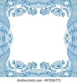 Beautiful sea frame. Vector illustration.