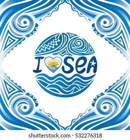 Beautiful sea frame. Vector illustration.