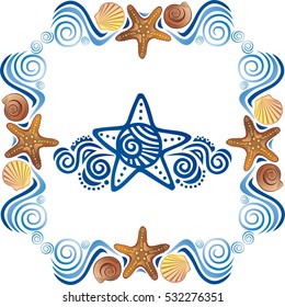 Beautiful sea frame. Vector illustration.