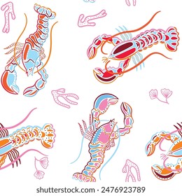 Beautiful Sea life , Sea animals Seamless pattern ,Marine background. Vector illustration hand drawn pop colour ,Design for fashion , fabric, textile, wallpaper, wrapping and all prints
