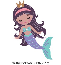 Beautiful sea mermaid vector cartoon illustration