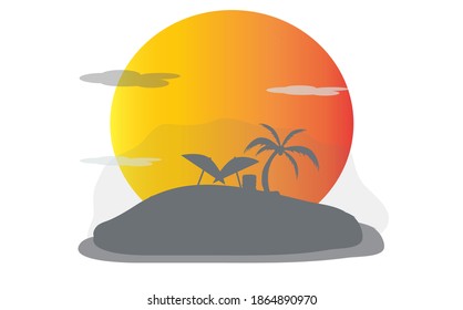 Beautiful sea with beautiful orange sunset background.