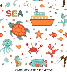 Beautiful sea related items pattern. Vector illustration