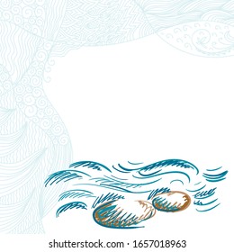 Beautiful sea. Sketch. Vector illustration