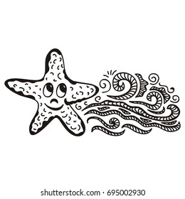 Beautiful sea star. Vector illustration.