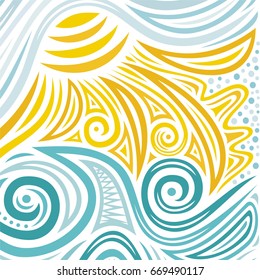 Beautiful sea and sun. Vector illustration.