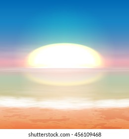 Beautiful sea sunset. EPS10 vector.