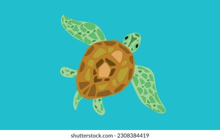 beautiful sea turtle with big beautiful flippers swimming freely in the ocean