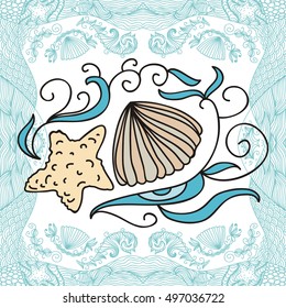 Beautiful sea. Vector illustration.