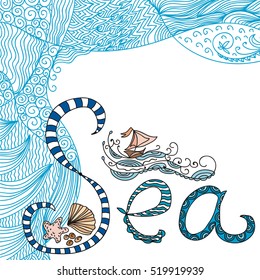 Beautiful sea. Vector illustration.