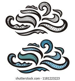 Beautiful sea waves. Vector illustration