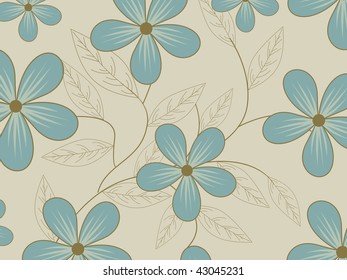 beautiful seagreen blossoms pattern wallpaper