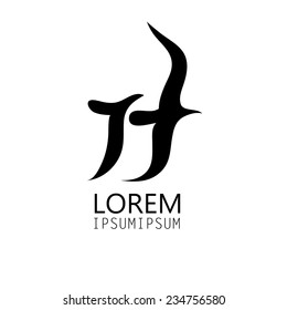 beautiful seagulls sign on a white background symbol, logo editing, creative template