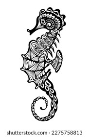 beautiful seahorse tattoo design vector art clipart