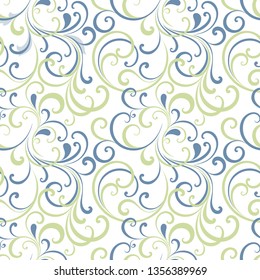 Beautiful seamless abstract floral background with curls. Vector element for wallpaper decor.