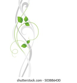 Beautiful seamless abstract floral background with green leaves . Vector illustration. 