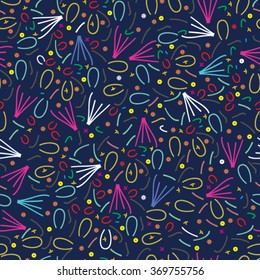 Beautiful seamless abstract geometric pattern with lines, arcs and circles. Festive modern pattern.
