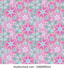 Beautiful seamless abstract pattern with flowers, vector. Floral texture in fantasy style