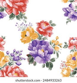 beautiful seamless allover floral pattern design. floral , seamless and vintage pattern all over design, flower all over, flower bunch pattern.