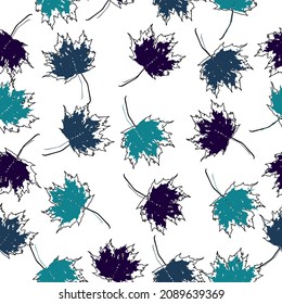 Beautiful seamless autumn pattern with watercolor colorful maple leaves. Abstract vector illustration.
