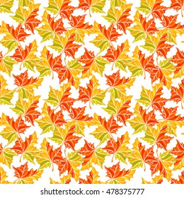 Beautiful seamless background of autumn maple leaves. hand-drawn illustration
