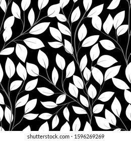 Beautiful seamless background with black and white tree branches. Perfect background greeting cards and invitations to the wedding, birthday, mother s day and other seasonal holidays.
