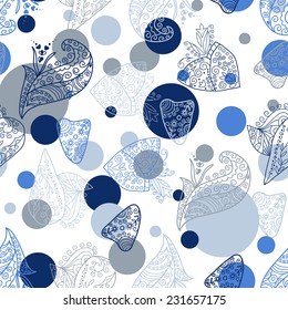 beautiful seamless background with blue patterns and circles vector
