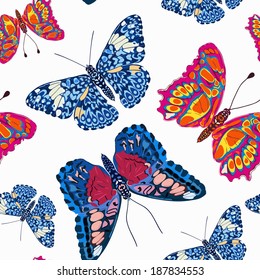 Beautiful seamless background of butterflies